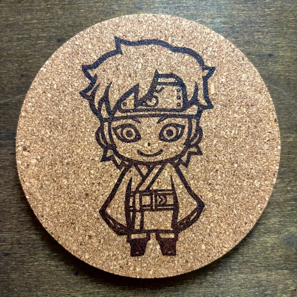 Boruto Mitsuki Chibi Style Laser Engraved Cork Coaster
